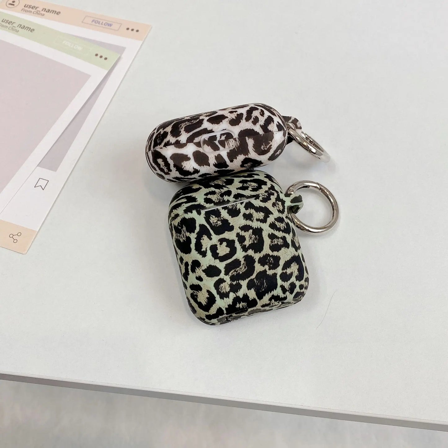 For Airpods 4 Generation Leopard Print Earphone Case with Keychain Silicone Protective Cover For Airpods Pro 2 Protective Case