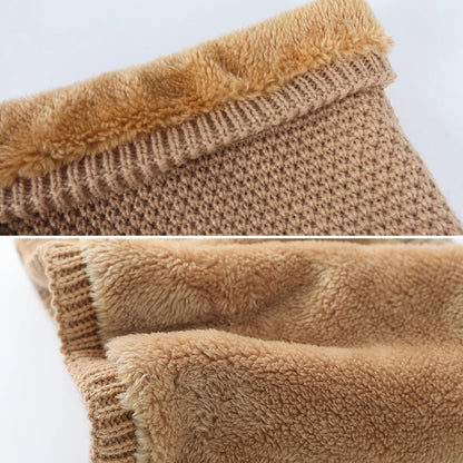 Women Men soft Fleece Knitted Neck Warmer Wool Fur Snood Scarf Outdoor Thick plush Winter Warm Scarves Skating Neck Scarves