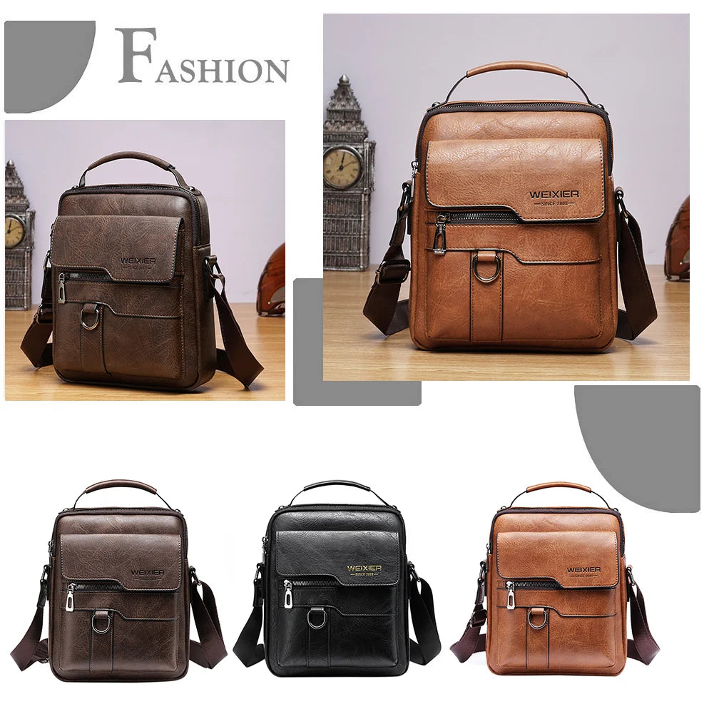 Men's Genuine Leather Crossbody Shoulder Bags Vintage PU Men Handbag Tote Casual Business Man Messenger Bag Leather Fanny Pack