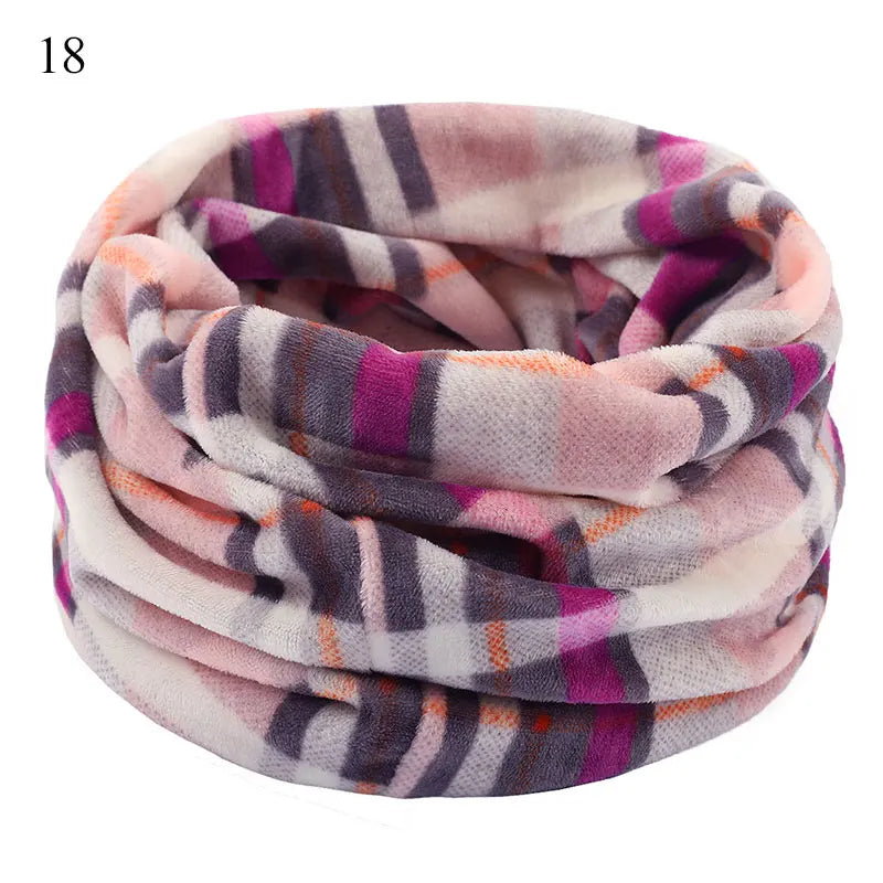 Winter Warm Soft Fleece Scarf Plush Neck Warmer For Women Men Print Floral Snood Scarves Unisex Tippet Neckerchief Shawl Wrap